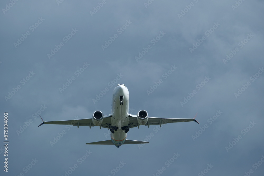 Airplane in the cloudy sky. Airplane in the cloudy sky.