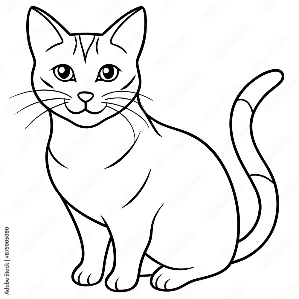 Obraz premium black and white cat vector illustration 