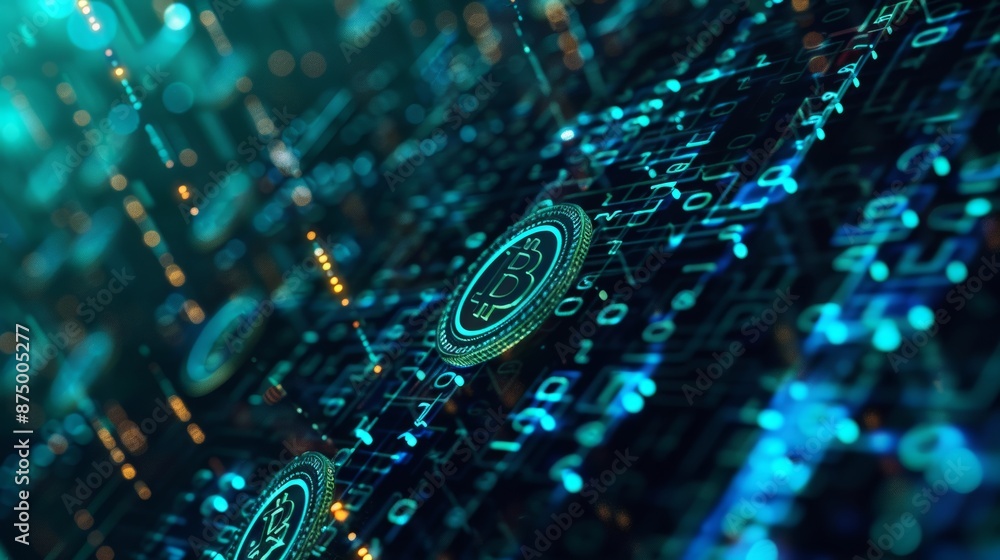 Golden Bitcoin blockchain technology isometric concept suitable for future technology banner or or cover. Isometric vector illustration, illustration, design, drawing, postcard Golden Bitcoin blockchain technology isometric concept suitable for future technology banner or or cover. Isometric vector illustration, illustration, design, drawing, postcard