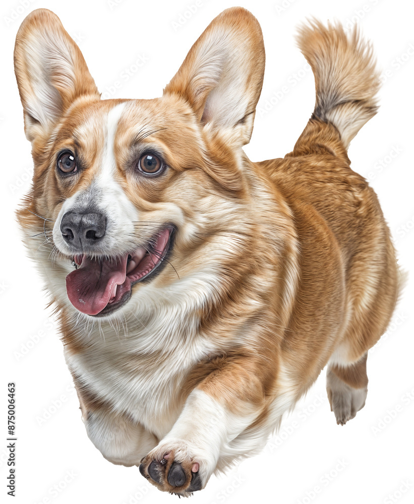 Happy Pembroke Welsh Corgi Running on Transparent Background - Energetic and Playful Dog Happy Pembroke Welsh Corgi Running on Transparent Background - Energetic and Playful Dog