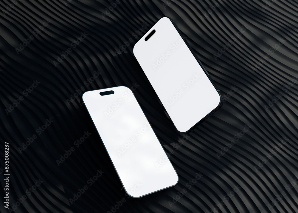 Mobile phone screen on black background mockup Mobile phone screen on black background mockup