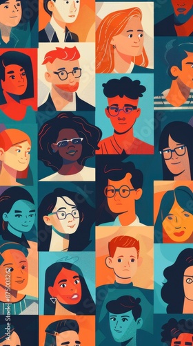 A grid of illustrations featuring individuals from various backgrounds