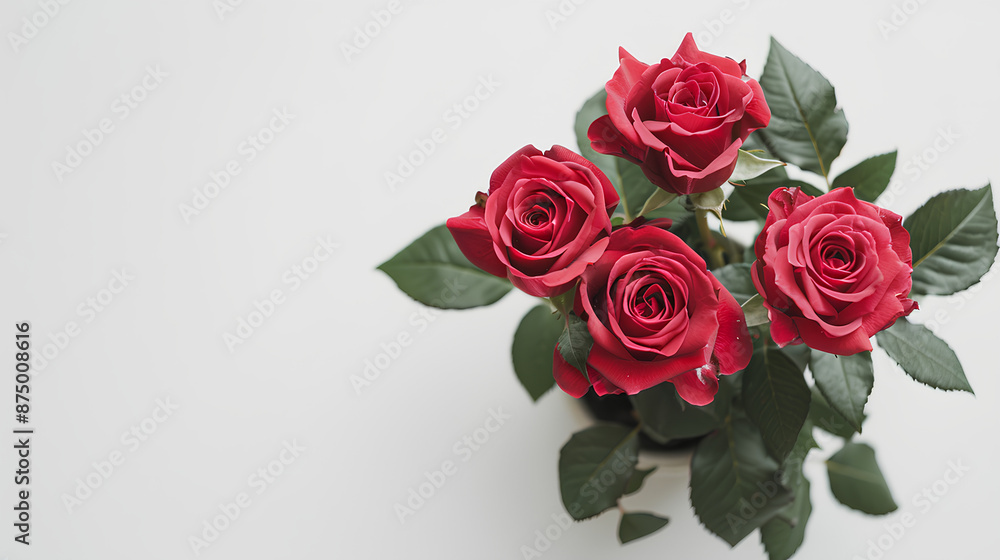 Obraz premium Beautiful roses on white table, Background 