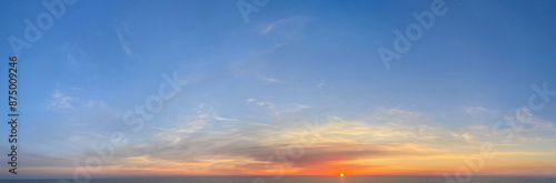 Beautiful dawn sky background. Morning sky with cloud, abstract nature skyline atmosphere weather panorama