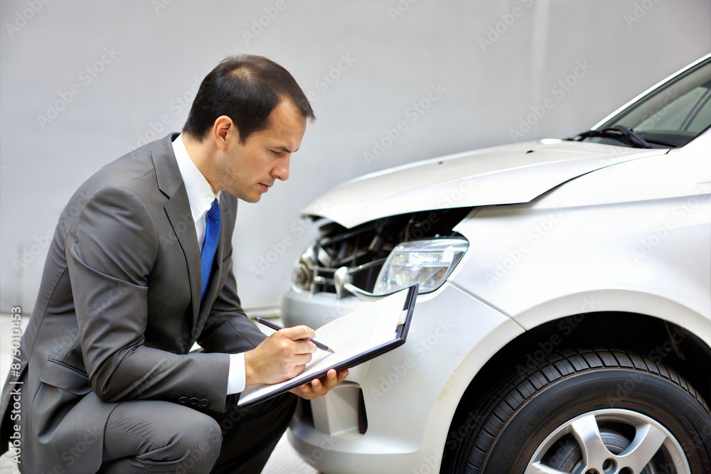 Insurance Adjuster Assessing Vehicle Damage
Insurance Adjuster Assessing Vehicle Damage