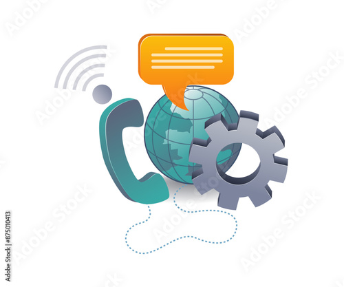 Global Conversations via Telephone flat illustration