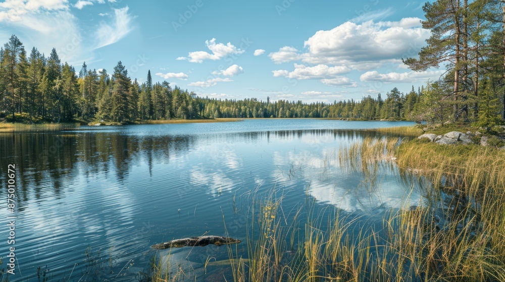 Fototapeta premium A Lake In Lapland, Sweden, Offered Tranquil Waters