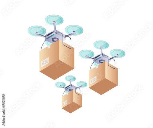 Drone Delivery Innovations isometric illustration