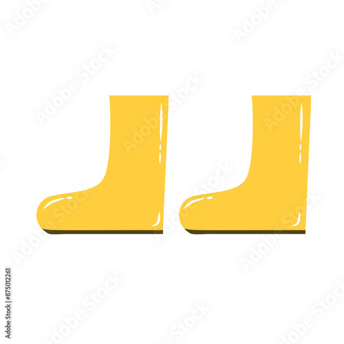 Doodle rain boots cute illustration rainy season that can be used for sticker, scrapbook, icon, decorative, e.t.c with aesthetic yellow color