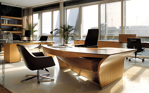 Modern Office Interior Design 3D Rendering Concept
