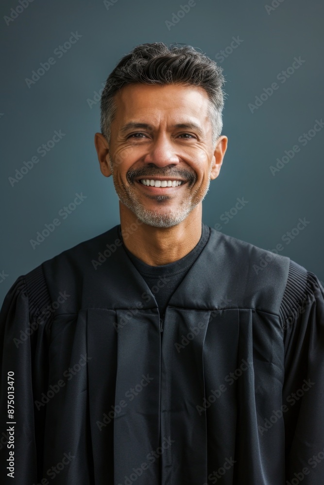 Portrait of a smiling middle-aged man in a judge's robe Portrait of a smiling middle-aged man in a judge's robe