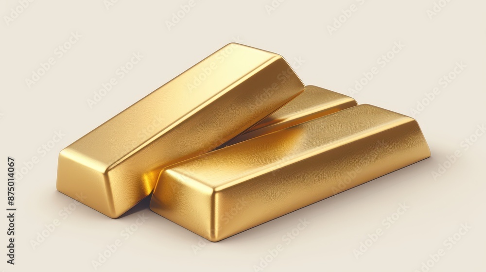 Realistic gold bars with intricate details, isolated on a white background, illustration background Realistic gold bars with intricate details, isolated on a white background, illustration background