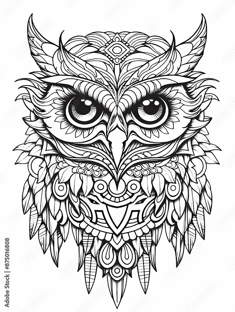 Fototapeta premium Portrait of a owl in ink drawing style.