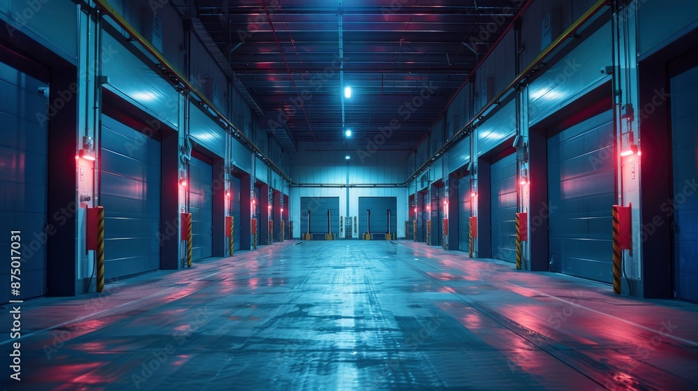 A warehouse equipped with advanced security systems to protect inventory. The logistics technology reduces the risk of theft and loss. A warehouse equipped with advanced security systems to protect inventory. The logistics technology reduces the risk of theft and loss.