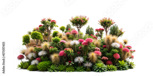 fairy duster plants and shrubs isolated on transparent background with clipping path cut-out photo