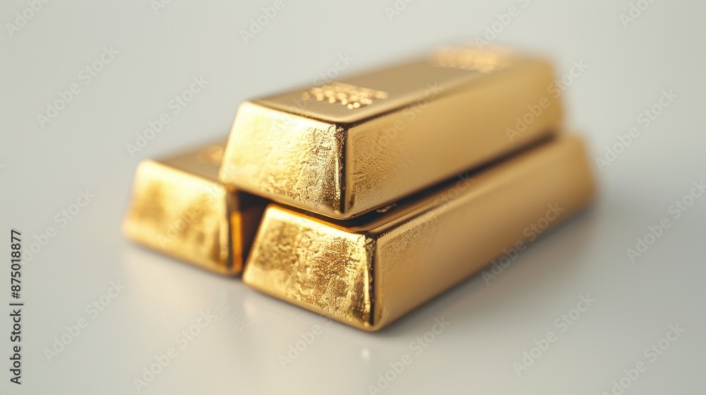 Stacked gold bars in a neat arrangement, white background, high resolution, illustration background Stacked gold bars in a neat arrangement, white background, high resolution, illustration background