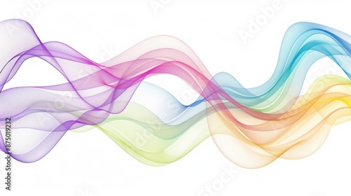 Abstract Rainbow Waves on White Background © jongaNU