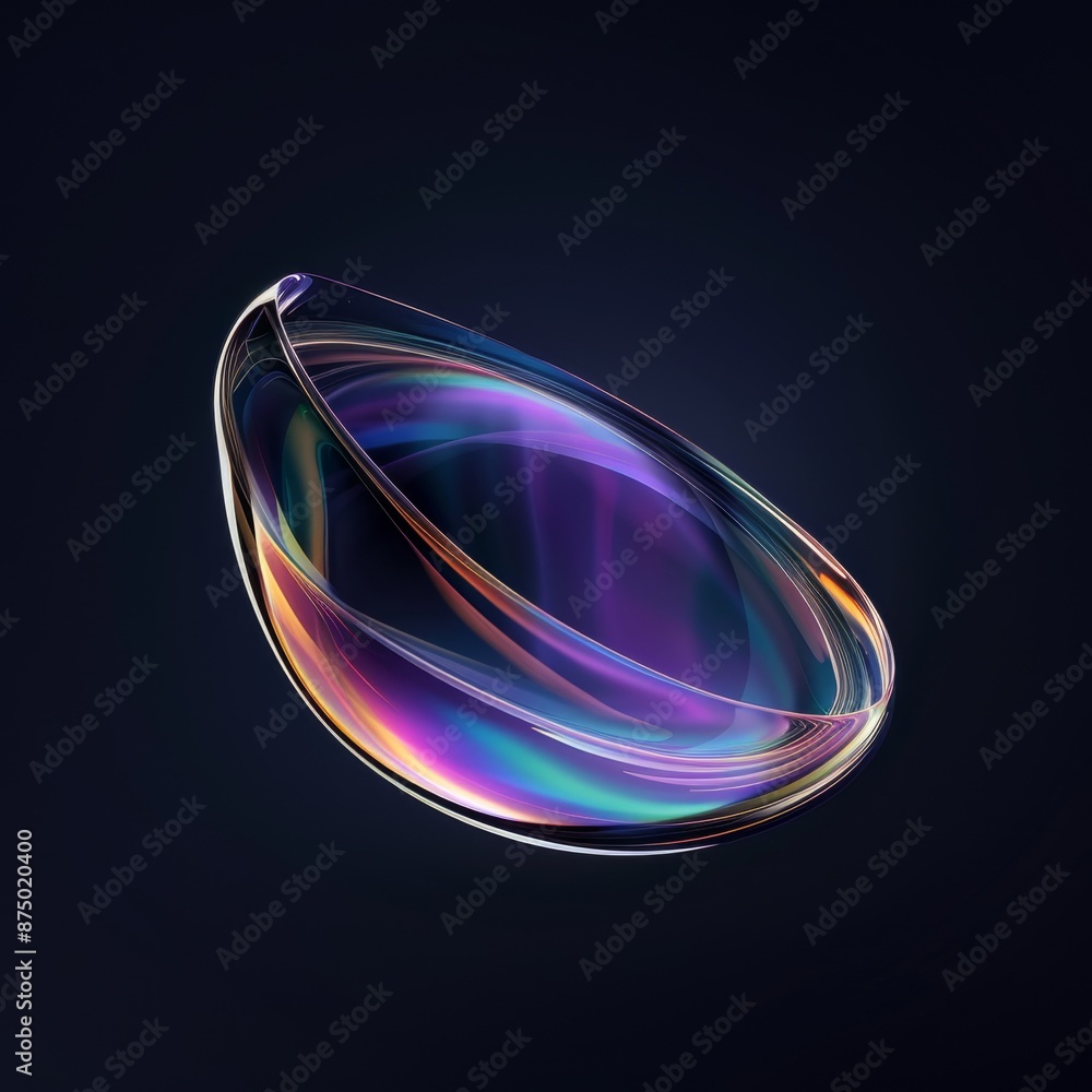 Abstract iridescent glass object on a dark background Abstract iridescent glass object on a dark background