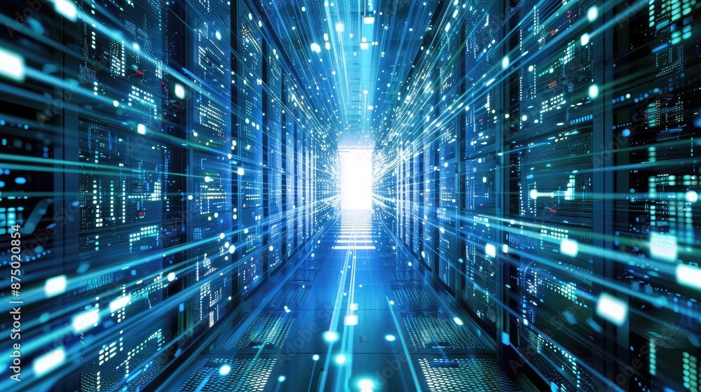 Futuristic Bright Data Center Technology Design Futuristic Bright Data Center Technology Design