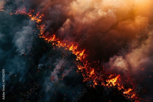 Wallpaper Mural Fire of a large area forest view from top Torontodigital.ca
