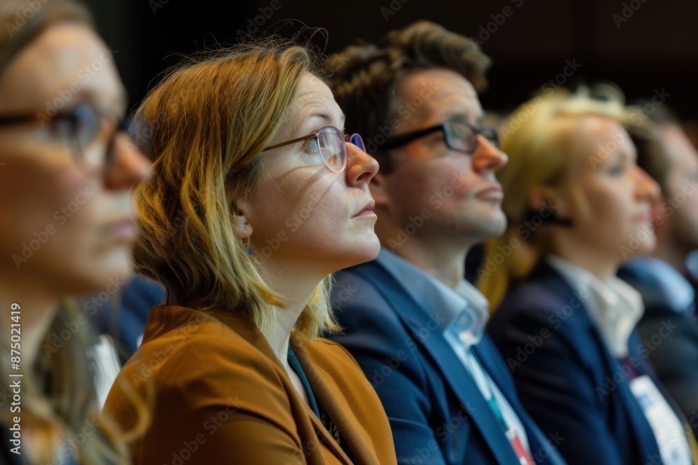 Focused business professionals attentively participating in a conference Focused business professionals attentively participating in a conference