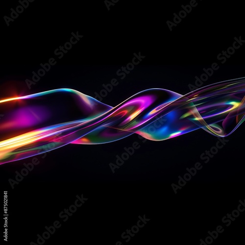 Abstract iridescent wave glowing in the dark