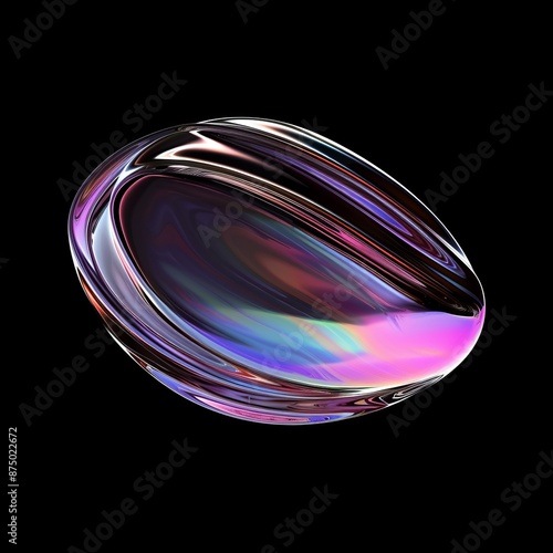 Abstract iridescent orb with a black background