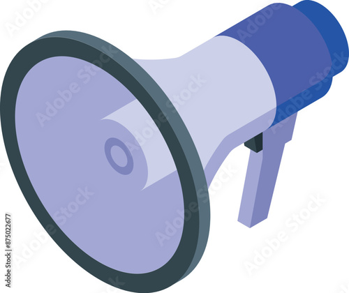 Blue megaphone making an announcement, spreading information and news