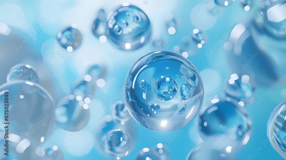 Molecule and Blue. cosmetics liquid ball background, 3d rendering. Molecule and Blue. cosmetics liquid ball background, 3d rendering.