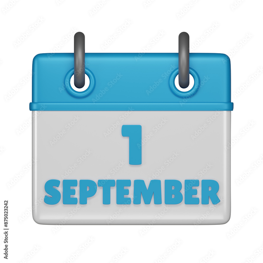 1 September calendar 3d icon 1 September calendar 3d icon