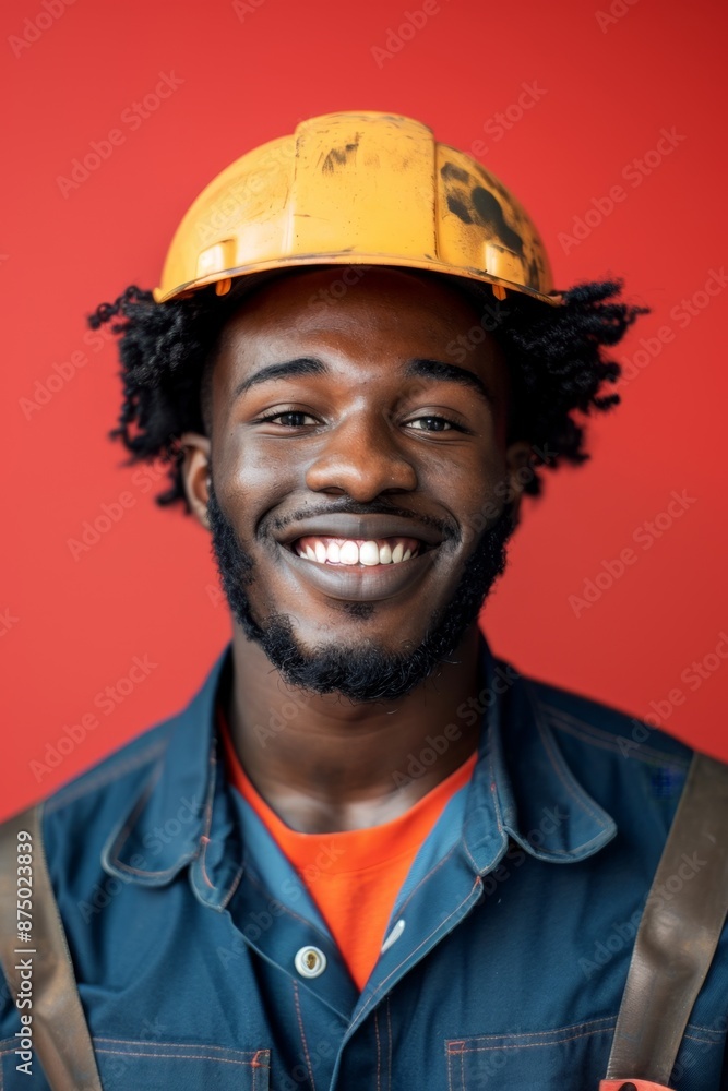 Portrait of a happy construction worker wearing a hard hat Portrait of a happy construction worker wearing a hard hat