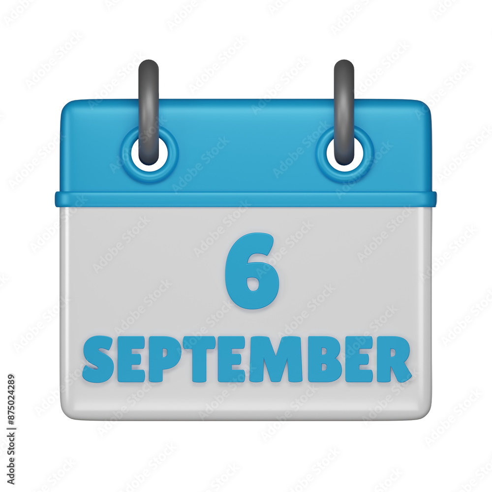 6 September calendar 3d icon 6 September calendar 3d icon