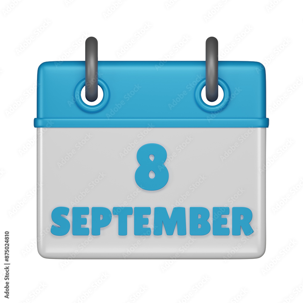8 September calendar 3d icon 8 September calendar 3d icon