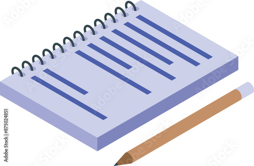Notepad with a metallic spiral binding is near a wooden pencil with an eraser