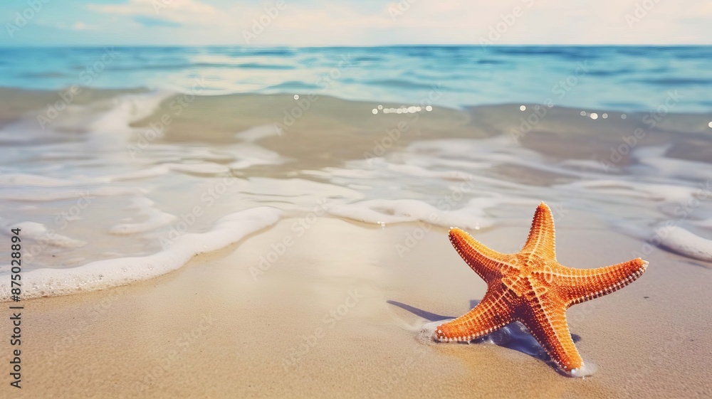 Starfish on the beach in the sea. selective focus. Generative AI, Starfish on the beach in the sea. selective focus. Generative AI,