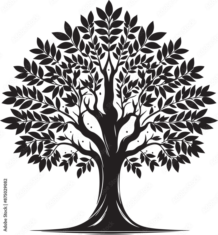 Obraz premium Ashoka Tree, vector black color silhouette