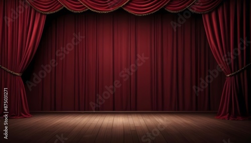 Wallpaper Mural  A 3d background template of a theater stage spotlights with darkred and black curtains Torontodigital.ca