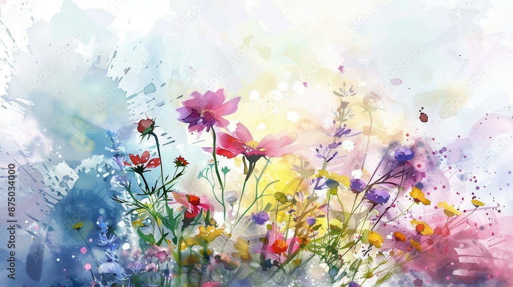 A vibrant watercolor painting of a bouquet of wildflowers, capturing their delicate petals and fresh, vivid colors A vibrant watercolor painting of a bouquet of wildflowers, capturing their delicate petals and fresh, vivid colors