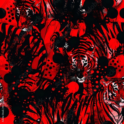 Semi-Realistic Tiger Seamless Pattern
