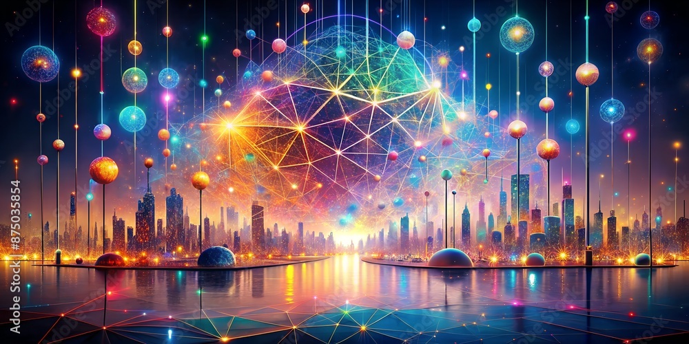 Fototapeta premium Abstract graphic background, lines, layers, shapes art chain