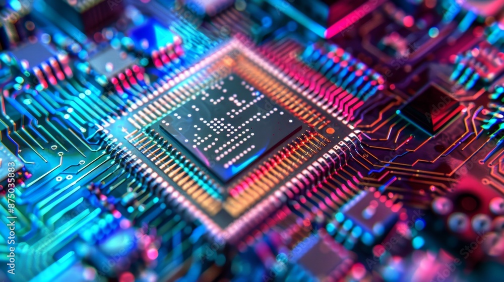 Colorful Circuit Board Closeup. Colorful Circuit Board Closeup.