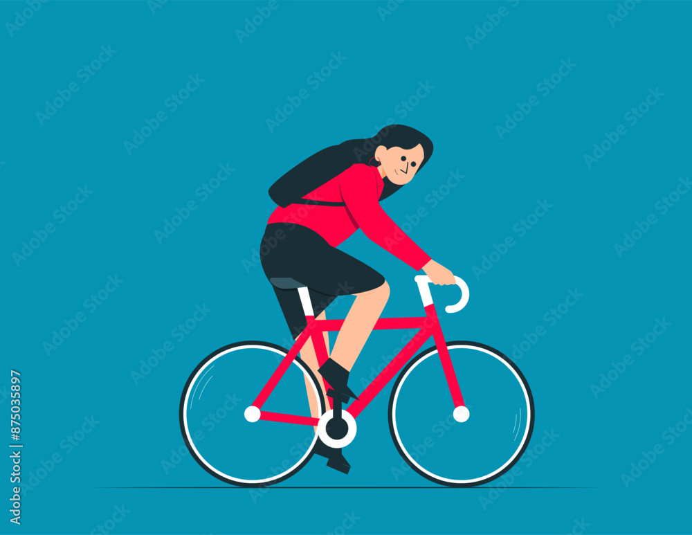 Person on bicycles cycling to work. Commuting by bike concept illustration Person on bicycles cycling to work. Commuting by bike concept illustration
