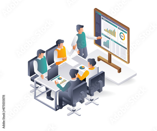 Analyzing Business Growth Trends isometric illustration
