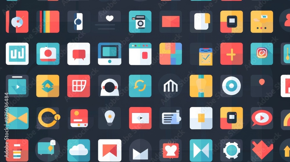 Colorful App Icons on Black Background. Colorful App Icons on Black Background.