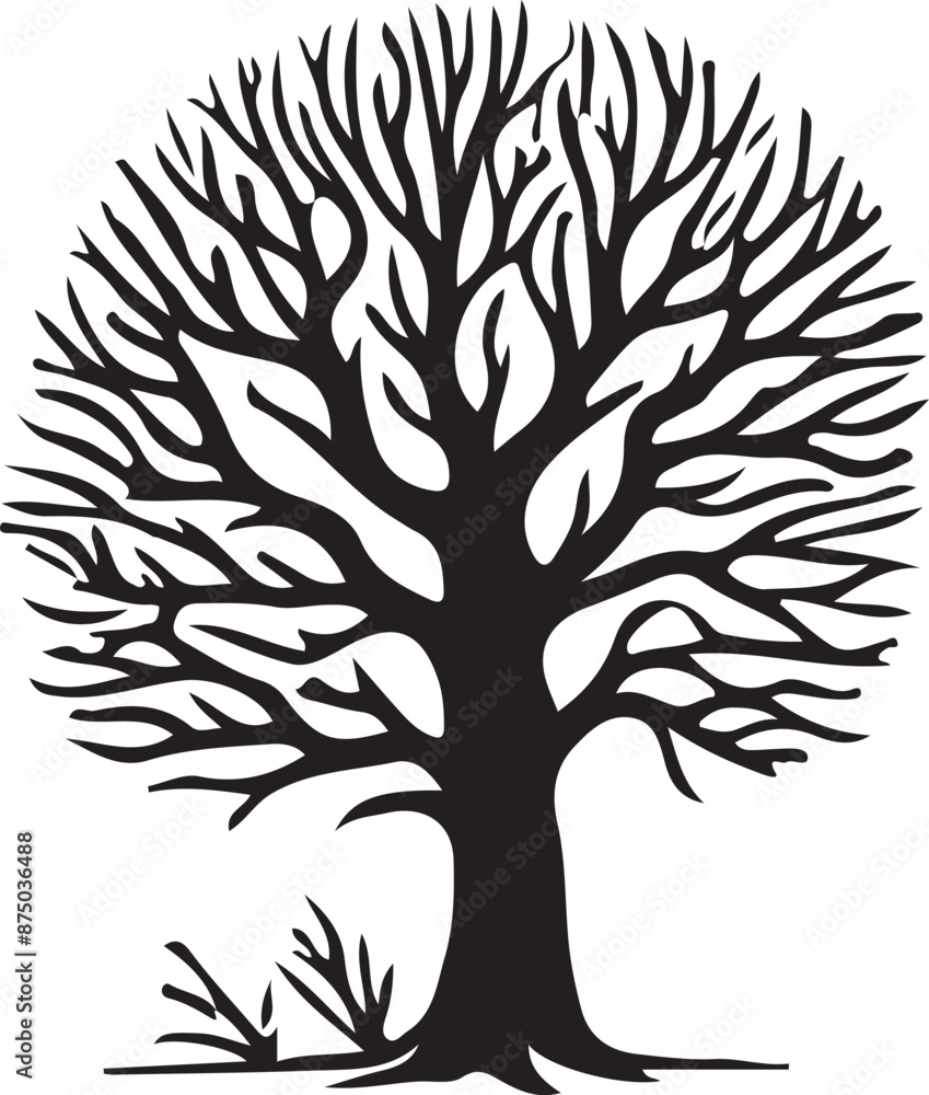 Obraz premium Finger Print Tree silhouette Vector Art, white background,