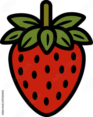 Red strawberry drawn with black lines