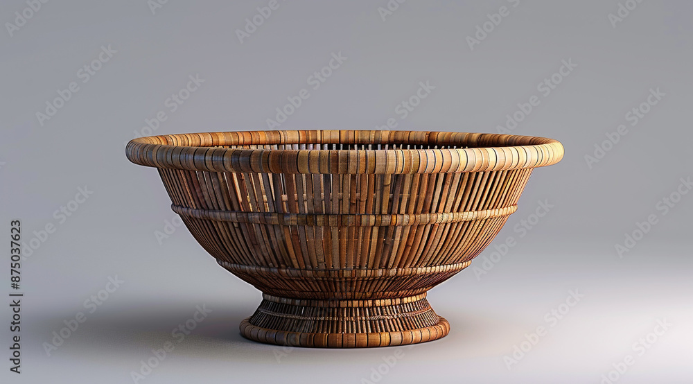 A bamboo basket with a wide rim and flat bottom, made of thin strips that have been woven together to form the bowl shape 2 A bamboo basket with a wide rim and flat bottom, made of thin strips that have been woven together to form the bowl shape 2