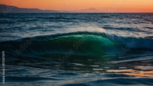 Sunset view of beach waves