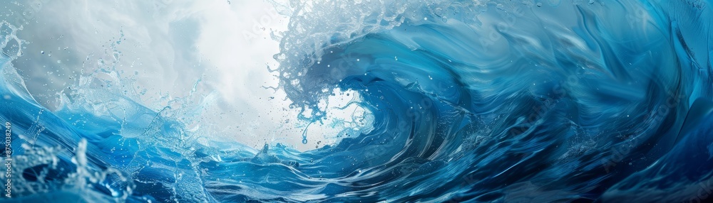 A dynamic image capturing the power of a vibrant blue ocean wave in motion, creating a mesmerizing and energetic visual scene. A dynamic image capturing the power of a vibrant blue ocean wave in motion, creating a mesmerizing and energetic visual scene.