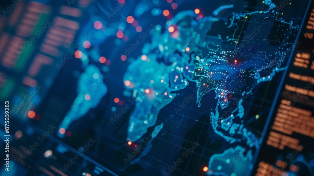 Global Network Map with Data Points. Global Network Map with Data Points.